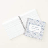 ヴィンテージ ブルー フラワーパターン オーダーメイド レシピ ノートブック (内部)