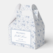 ヴィンテージ ブルー フラワーブライダルシャワー フェイバーボックス (正面サイド)