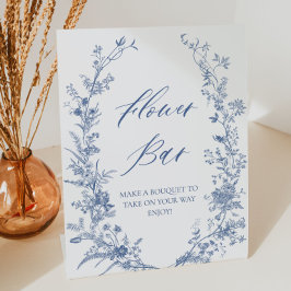 ヴィンテージ ブルー フラワーブーケ フラワーバー ポスター 台座サイン