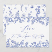 ヴィンテージ ブルー フラワーラブ イズ ザ スパイス オブ ライフ 招待状 (正面/裏面)