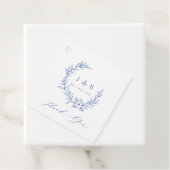 ヴィンテージ ブルー フラワーリース モノグラム ウェディング フェイバータグ (インサイチュ)