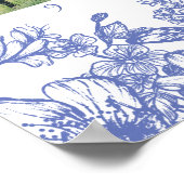 ヴィンテージ ブルー フラワール どこにいたの？ ブライダルシャワー ポスター (角)