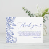 ヴィンテージ ブルー フラワー ブライダル シャワー サンクス カード (スタンド正面)