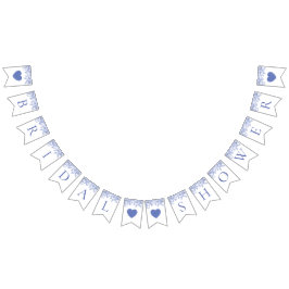 ヴィンテージ ブルー フラワー ブライダル シャワー バンティング バナー