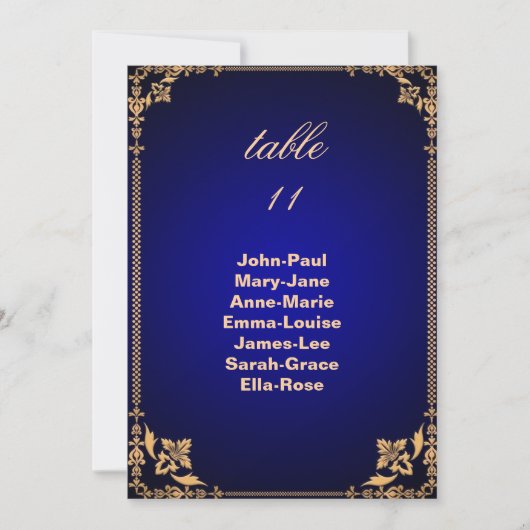 ヴィンテージ ブルー フレーム テーブル ナンバー 席次表 招待状 (正面)