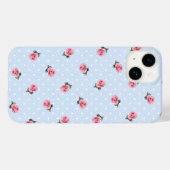 ヴィンテージ ブルー フローラル ドット Case-Mate iPhoneケース (裏面 (横))