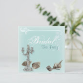 ヴィンテージ ブルー ブライダル シャワー ティーパーティー 招待状 (スタンド正面)