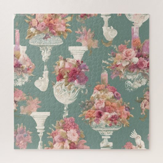 ヴィンテージ ブルー ブーケ ジグソーパズル (縦)