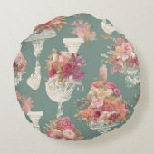 ヴィンテージ ブルー ブーケ ラウンドクッション (裏面)