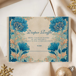 ヴィンテージ ブルー ボタニカル ベイビー シャワー ディーパーレルフラ エンクロージャーカード