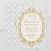 ヴィンテージ ブルー リージェンシー カメオ ブライダルシャワー 招待状 (正面/裏面)