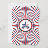 ヴィンテージ ブルー レッド ストライプ 4th of July パーティー 招待状 (裏面)