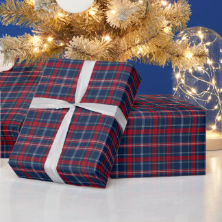 ヴィンテージ ブルー レッド ブライド クリスマス ラッピングペーパー