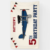 ヴィンテージ ブルー レトロ飛行機 誕生日パーティー 横断幕 (縦)