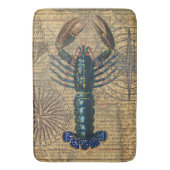 ヴィンテージ ブルー ロブスター マップ コラージュ: nautical coastal バスマット (正面縦)