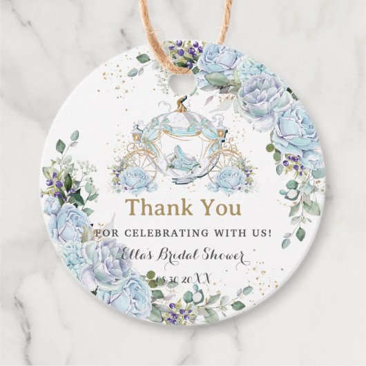 ヴィンテージ ブルー ローズ プリンセス コーチ ブライダル シャワー フェイバータグ (正面)