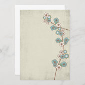 ヴィンテージ ブルー 桜の花 招待状 (正面/裏面)