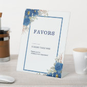 ヴィンテージ ブルー 水彩 花のウェディング 台座サイン (インサイチュ)