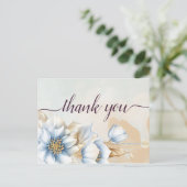 ヴィンテージ ブルー 花柄 サンクス ポストカード (スタンド正面)