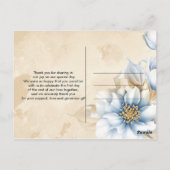 ヴィンテージ ブルー 花柄 サンクス ポストカード (裏面)