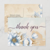 ヴィンテージ ブルー 花柄 感謝の気持ちを伝えるポストカード ポストカード (正面/裏面)