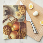 ヴィンテージ・ブル・テリア絵画ーの キッチンタオル (四つ折り)