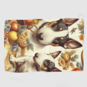 ヴィンテージ・ブル・テリア絵画ーの ゴルフタオル (横)