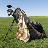 ヴィンテージ・ブル・テリア絵画ーの ゴルフタオル (グリーン)