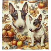 ヴィンテージ・ブル・テリア絵画ーの シャワーカーテン (正面)