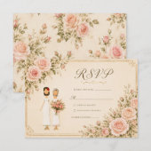 ヴィンテージ・ブロッシュ 二人の花嫁 RSVP (正面/裏面)