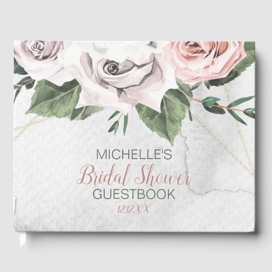 ヴィンテージ ブーケ ローズ ブライズ シャワー ゲストブック (正面)