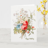 ヴィンテージ ブーケ 誕生日カード (オプション写真付き) カード (黄色い花)