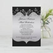 ヴィンテージ·ブ華美ラック·シルバー·結婚チョウズ 招待状 (スタンド正面)