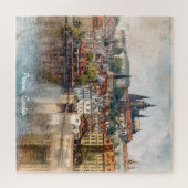 ヴィンテージ プラハ チェコ 街の絵画  ジグソーパズル (横)