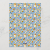 ヴィンテージ プラム ベビーシャワー 空の青とゴールドの花 招待状 (裏面)