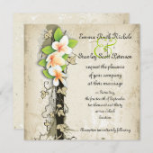 ヴィンテージ プルメリアとアイビー ベージュの結婚式の招待状 招待状 (正面/裏面)