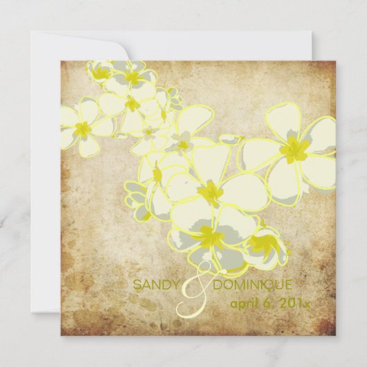 ヴィンテージ プルメリアのレイ / DIY 招待状 (正面)