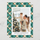 ヴィンテージ・プレイドの雪写真メリークリスマスカード シーズンカード (正面/裏面)