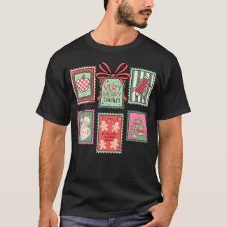 ヴィンテージ プレッピー とても陽気な先生 サンタ スタンプ クリスマス Tシャツ