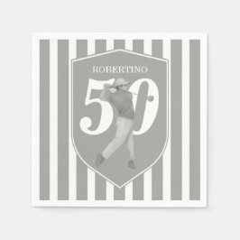 ヴィンテージ プレッピー ゴルファー グレー 白 50歳の誕生日 スタンダードカクテルナプキン