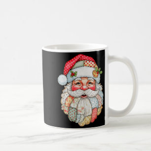 ヴィンテージ プレッピー サンタクロース フェイス パッチワーク クリスマス コーヒーマグカップ