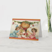 ヴィンテージ プレティーガールズ ウィズ パンプキン カスタム ハロウィン シーズンカード (正面)