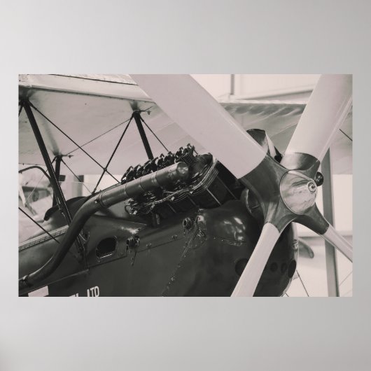 ヴィンテージ・プロペラ機の写真プリント ポスター (正面)
