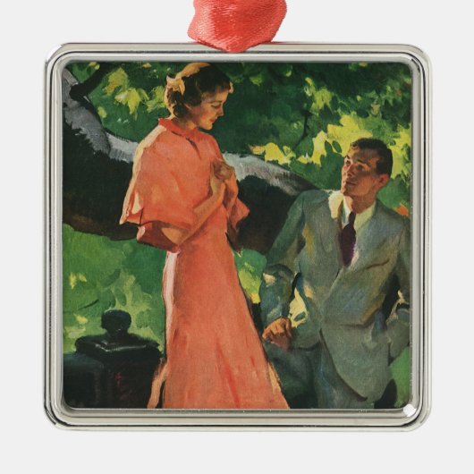 ヴィンテージ プロポーズ; 結婚してくれませんか？ メタルオーナメント (正面)