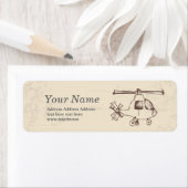 ヴィンテージ、ヘリコプター差出人住所のシール ラベル (インサイチュ)