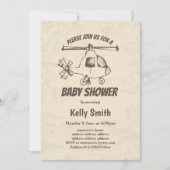 ヴィンテージ，ヘリコプター，男の子のシャワー 招待状 (正面)