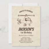 ヴィンテージ,ヘリコプター,男の子の誕生日の招待 招待状 (正面)
