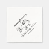 ヴィンテージ，ヘリコプター，飛行機カクテル紙ナプキン スタンダードカクテルナプキン (正面)