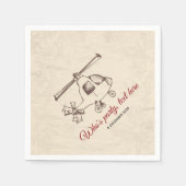 ヴィンテージ，ヘリコプター，飛行機カクテル紙ナプキン スタンダードカクテルナプキン (正面)