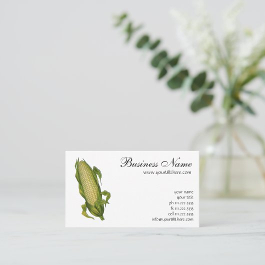 ヴィンテージ、ヘルシーな野菜、コブのトウモロコシ 名刺 (スタンド正面)